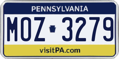 PA license plate MOZ3279