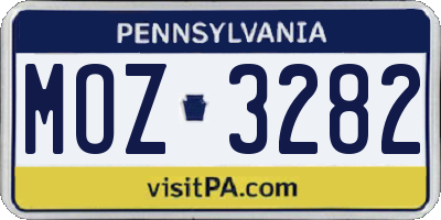 PA license plate MOZ3282