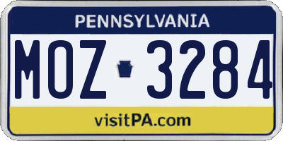 PA license plate MOZ3284