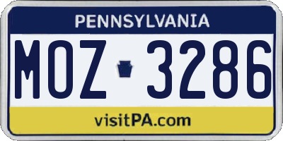 PA license plate MOZ3286