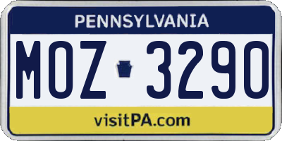 PA license plate MOZ3290