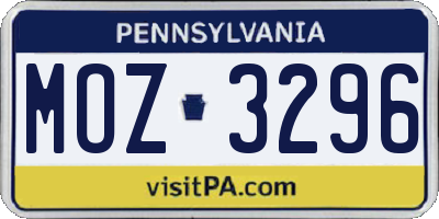 PA license plate MOZ3296