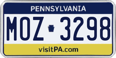PA license plate MOZ3298