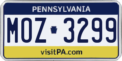 PA license plate MOZ3299