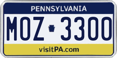 PA license plate MOZ3300