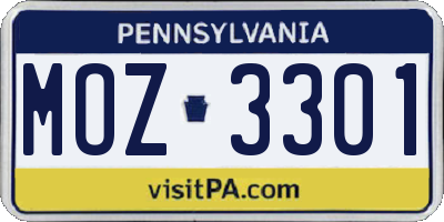 PA license plate MOZ3301