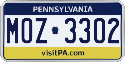 PA license plate MOZ3302