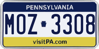 PA license plate MOZ3308