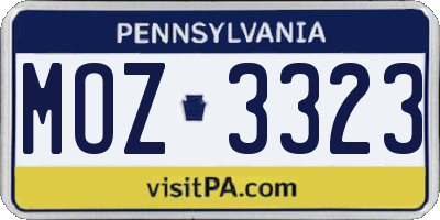 PA license plate MOZ3323