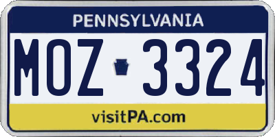 PA license plate MOZ3324