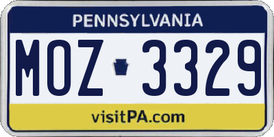 PA license plate MOZ3329