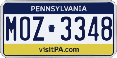 PA license plate MOZ3348