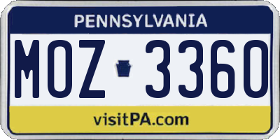 PA license plate MOZ3360