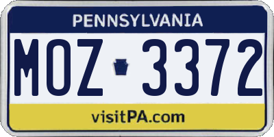 PA license plate MOZ3372