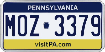 PA license plate MOZ3379