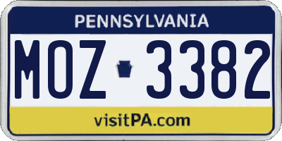 PA license plate MOZ3382