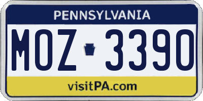 PA license plate MOZ3390