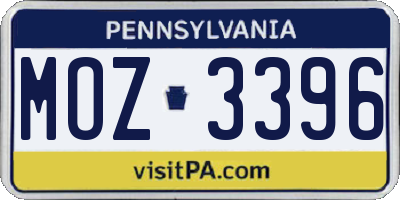 PA license plate MOZ3396