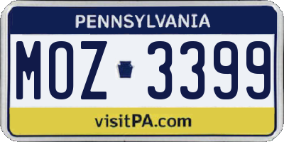 PA license plate MOZ3399