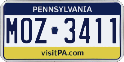 PA license plate MOZ3411