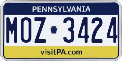 PA license plate MOZ3424