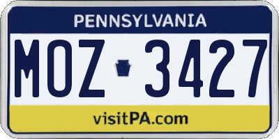 PA license plate MOZ3427
