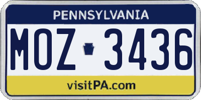 PA license plate MOZ3436