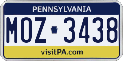 PA license plate MOZ3438