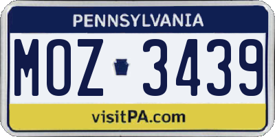 PA license plate MOZ3439