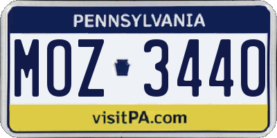 PA license plate MOZ3440