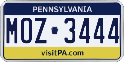 PA license plate MOZ3444