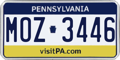 PA license plate MOZ3446
