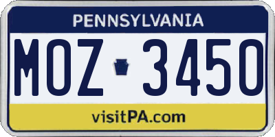 PA license plate MOZ3450