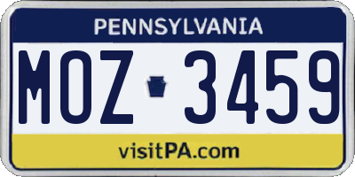 PA license plate MOZ3459