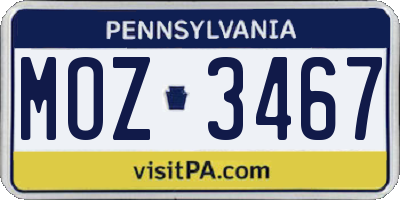 PA license plate MOZ3467