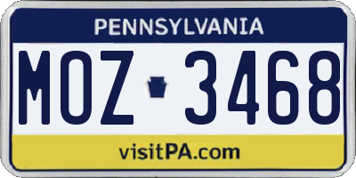 PA license plate MOZ3468