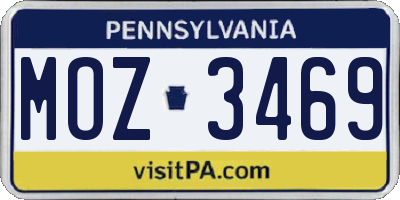 PA license plate MOZ3469