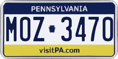 PA license plate MOZ3470