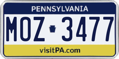 PA license plate MOZ3477