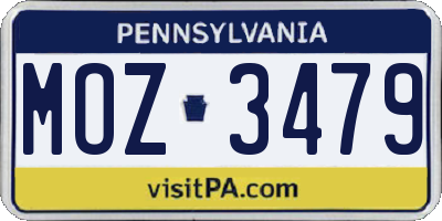 PA license plate MOZ3479