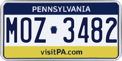 PA license plate MOZ3482