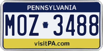PA license plate MOZ3488