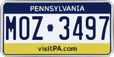 PA license plate MOZ3497
