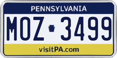 PA license plate MOZ3499