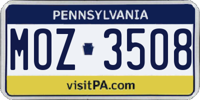 PA license plate MOZ3508
