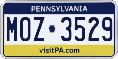 PA license plate MOZ3529