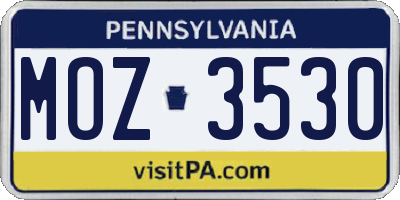 PA license plate MOZ3530