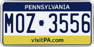 PA license plate MOZ3556