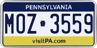 PA license plate MOZ3559