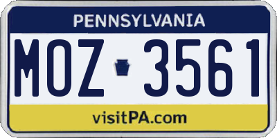 PA license plate MOZ3561